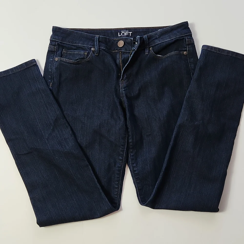 Ann Taylor Loft, Women's Jeans, wash dark blue denim, slim legs, Sz 4 - Picture 7 of 7